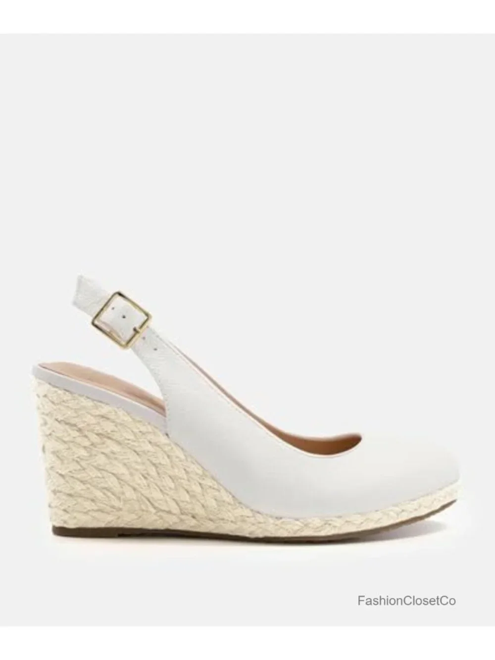 Faux Leather Closed Toe Wedge Espadrille Sandals Slingback Pumps Platform Heels